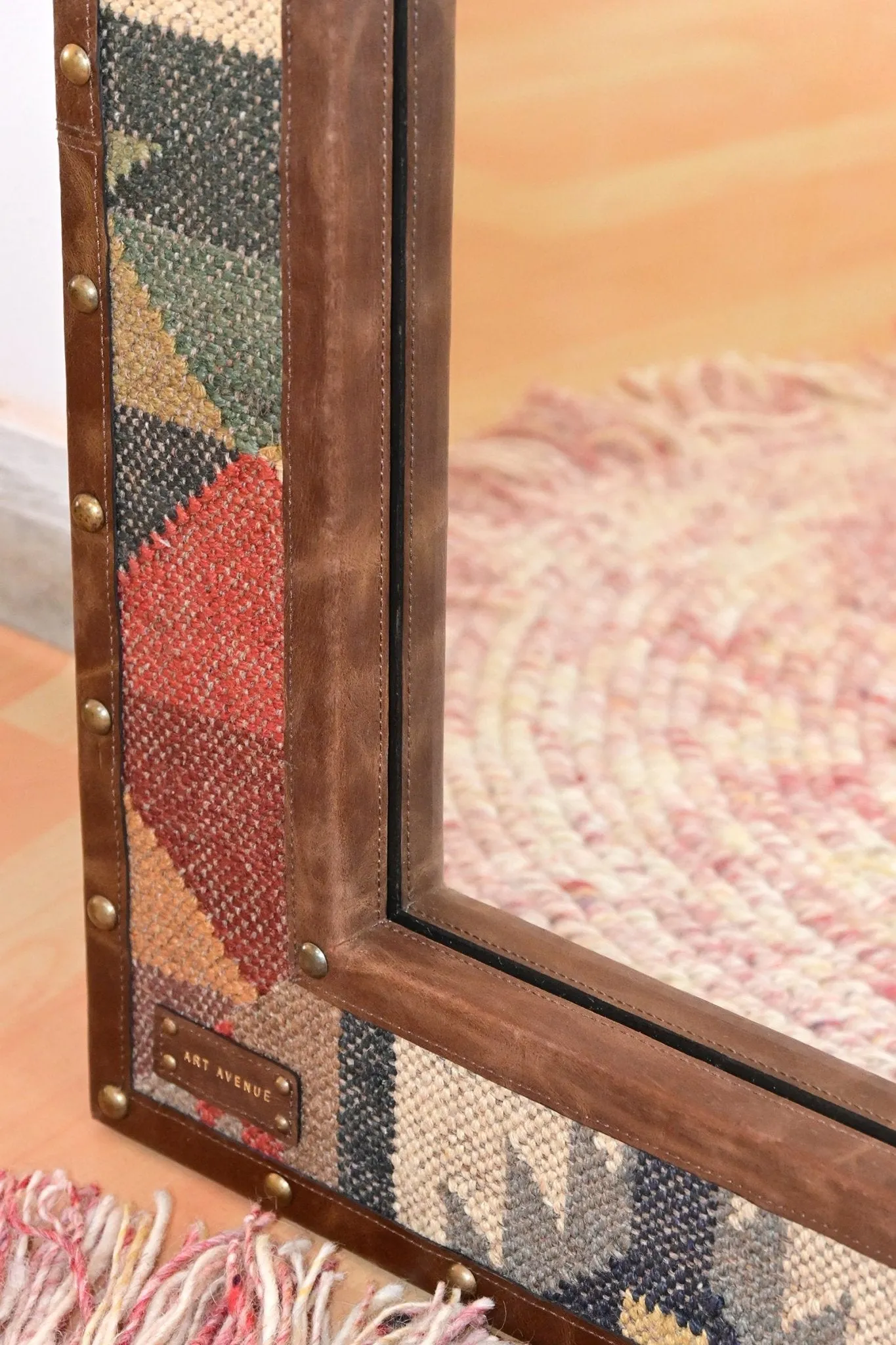 DARPAN - KILIM & LEATHER WALL MOUNT  MIRROR