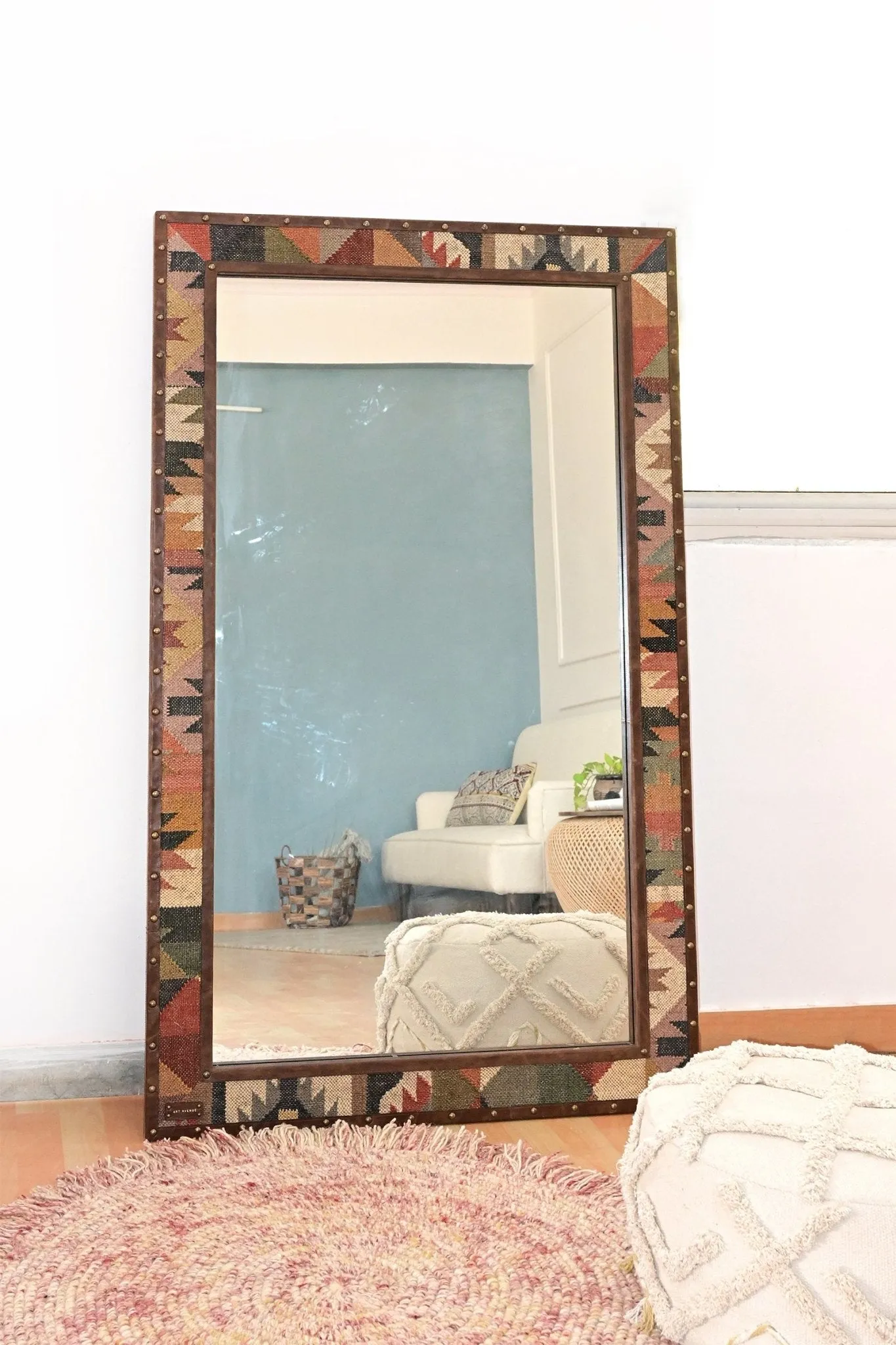 DARPAN - KILIM & LEATHER WALL MOUNT  MIRROR