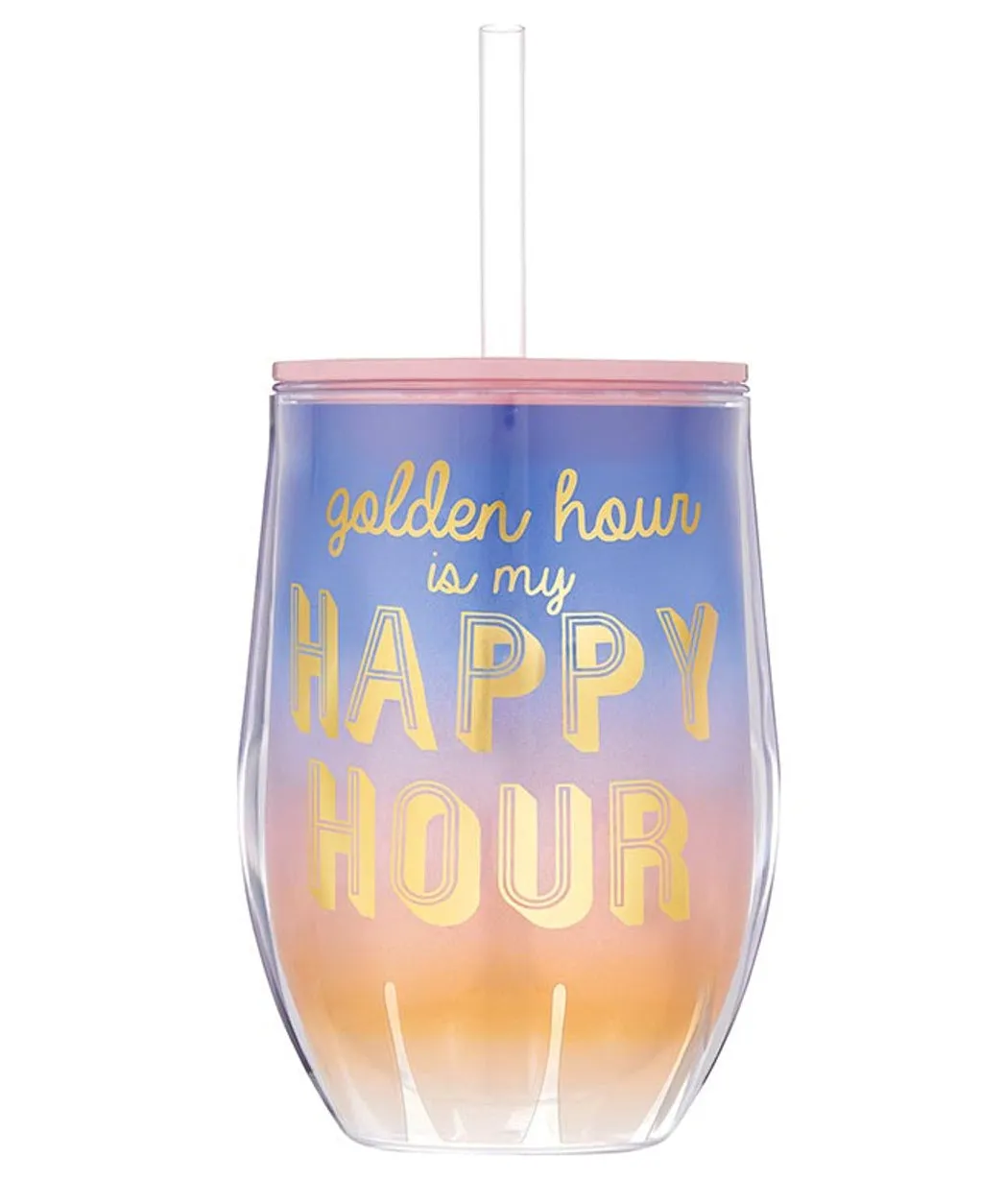 Double-Wall Wine Tumbler - Golden Hour Is My Happy Hour