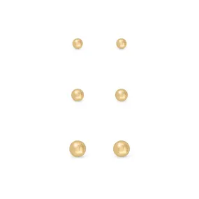 Ear Sense Earring FC291 Gold Ball Stud Trio