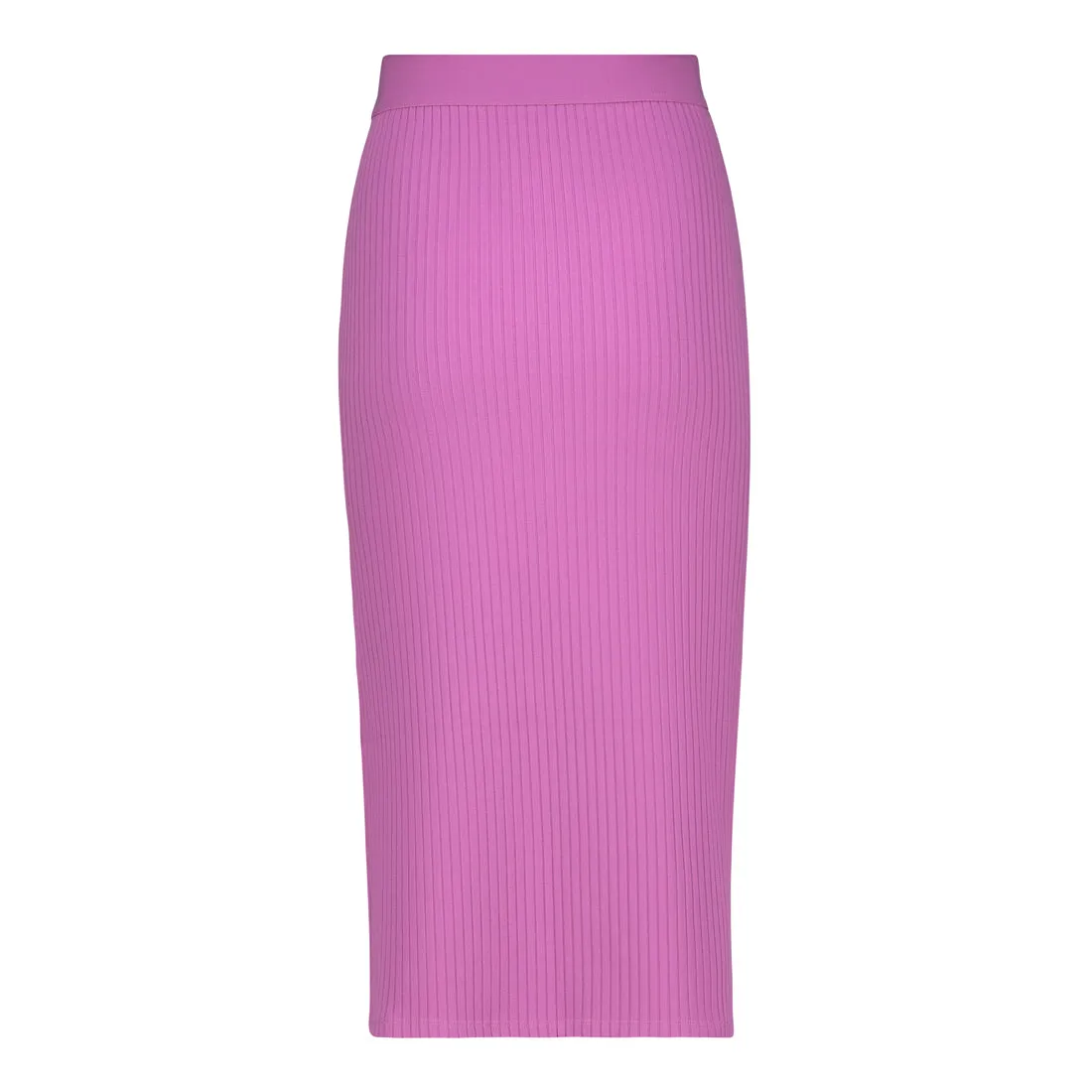 ELENA HIGH WAISTED RIB BODYCON MIDI SKIRT WITH LOGO ELASTIC PINK