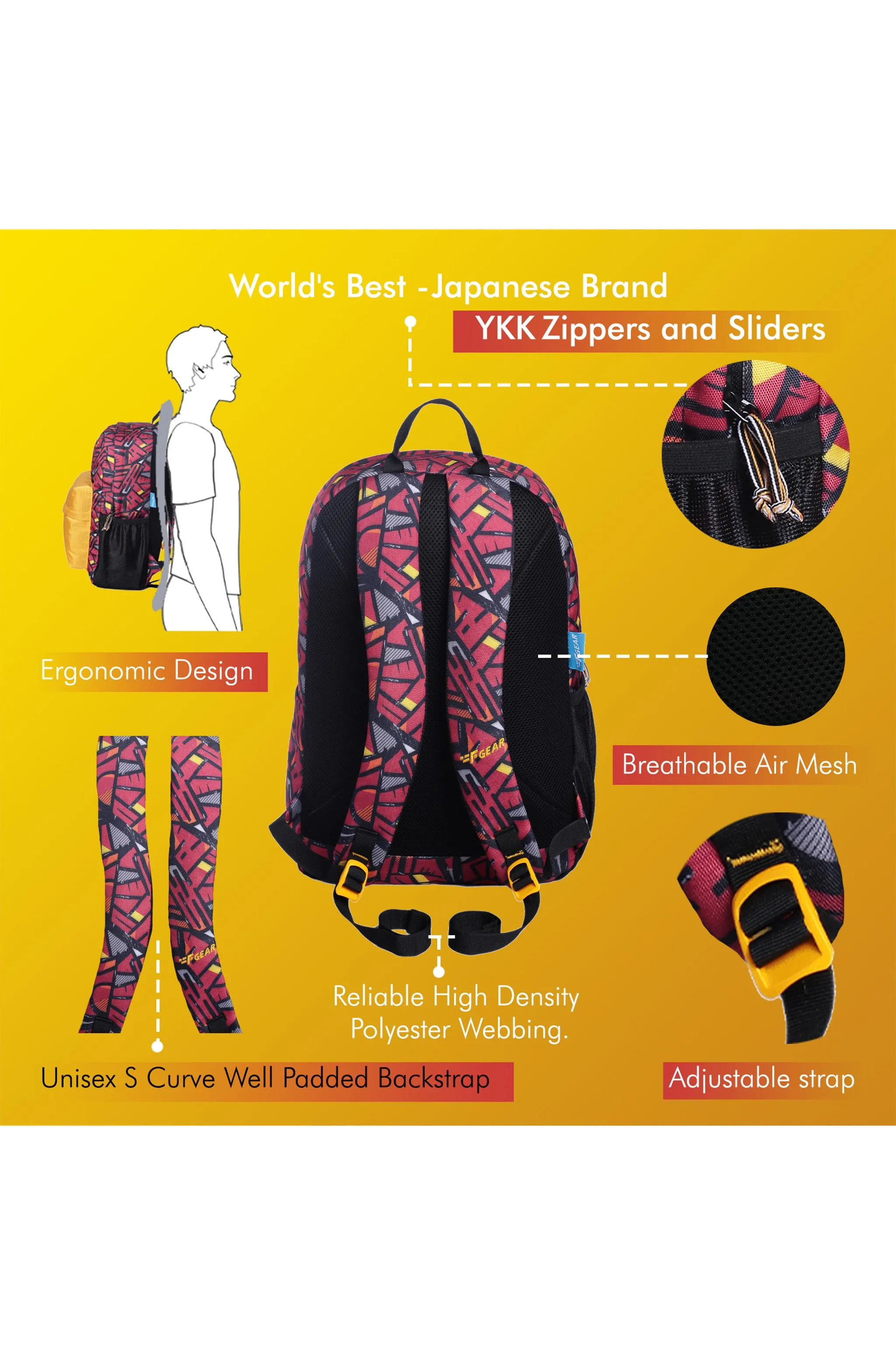 Emprise 23L Wordly Red Yellow Backpack