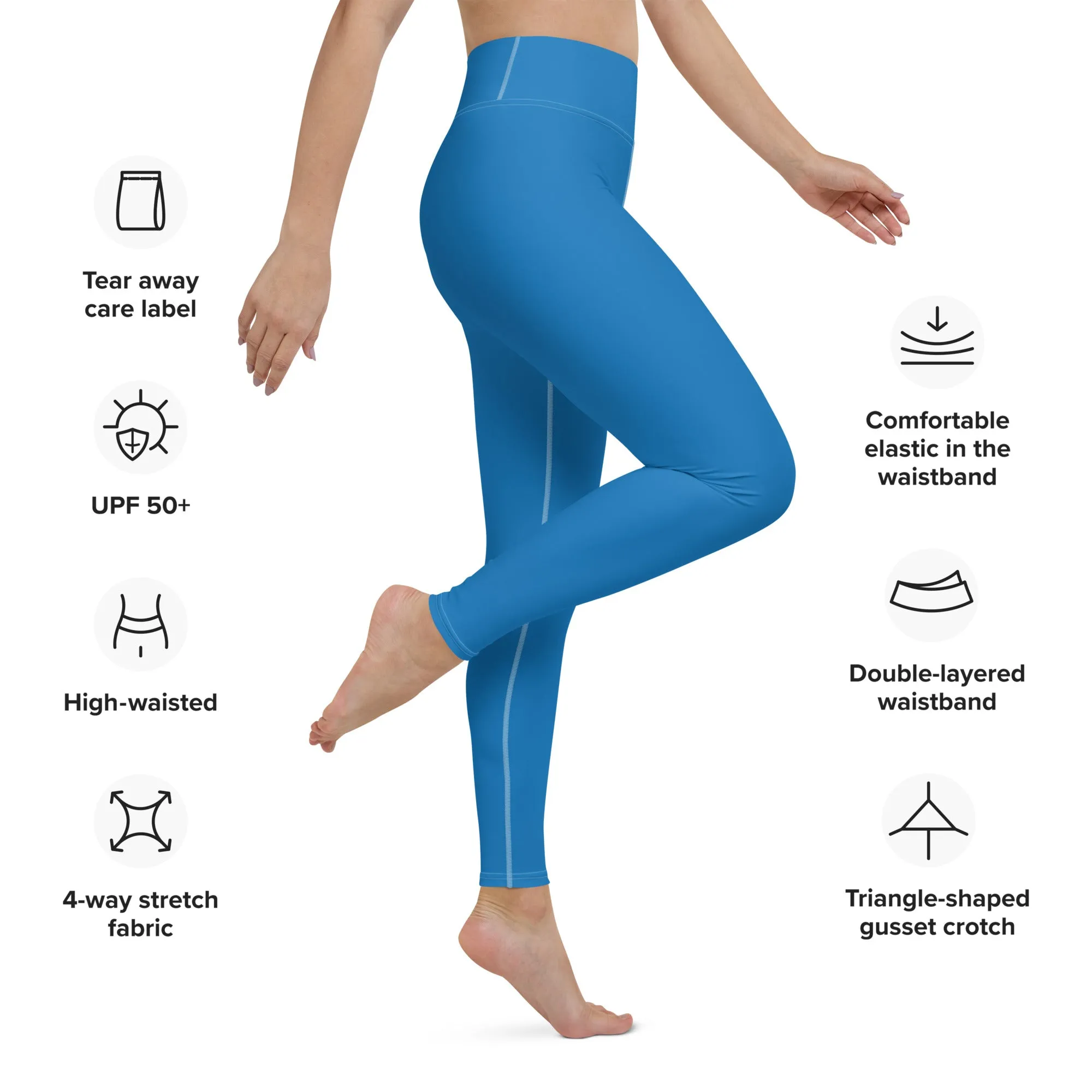 Essential Activewear: Solid Color Leggings for Her - Azul