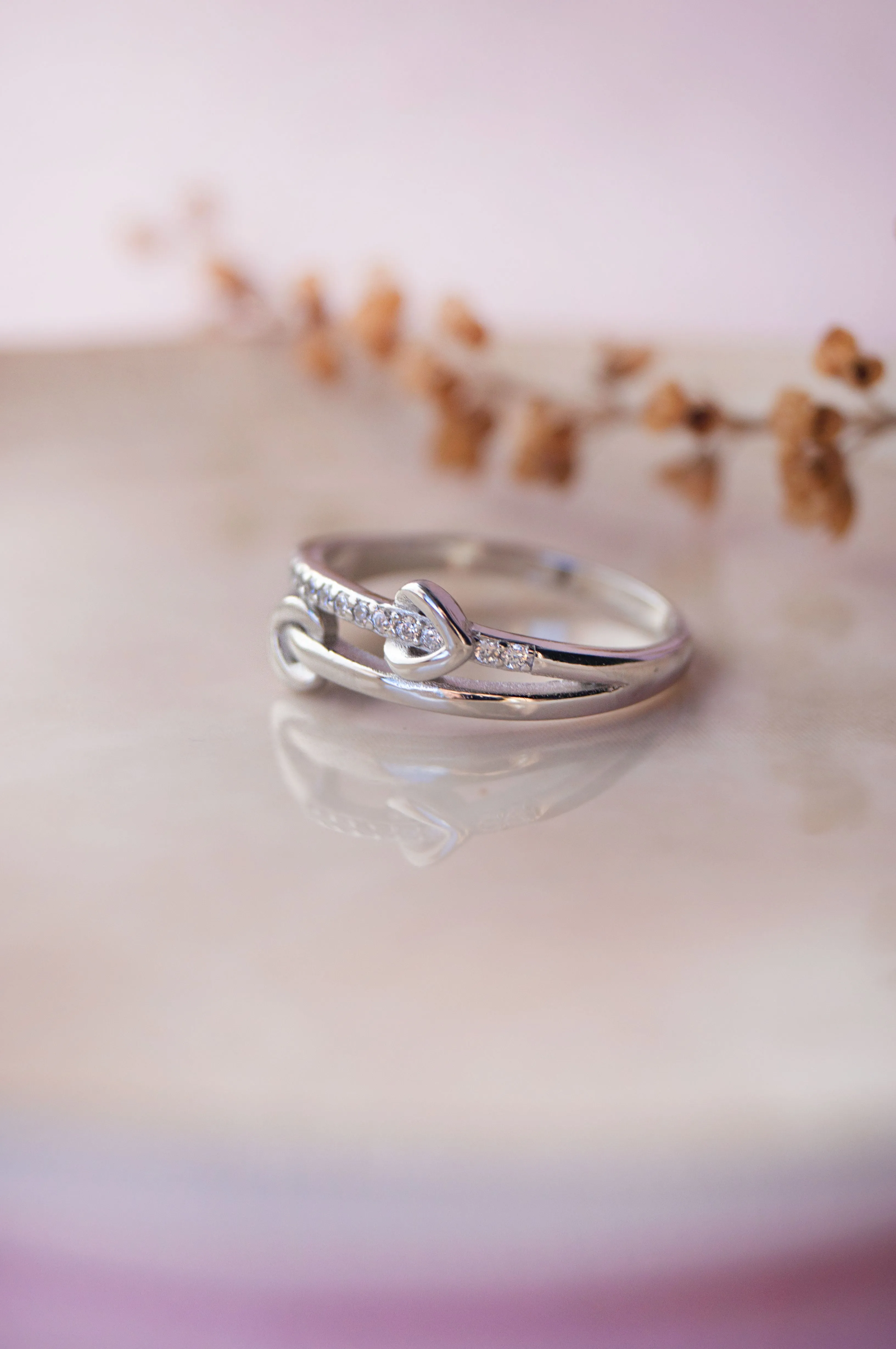 Far Yet Together Hearts Sterling Silver Ring