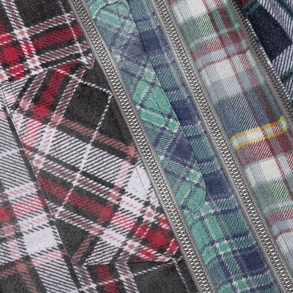 Flannel Shirt 7 Cuts Zipped Wide Reflection Shirt - Assorted