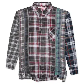 Flannel Shirt 7 Cuts Zipped Wide Reflection Shirt - Assorted