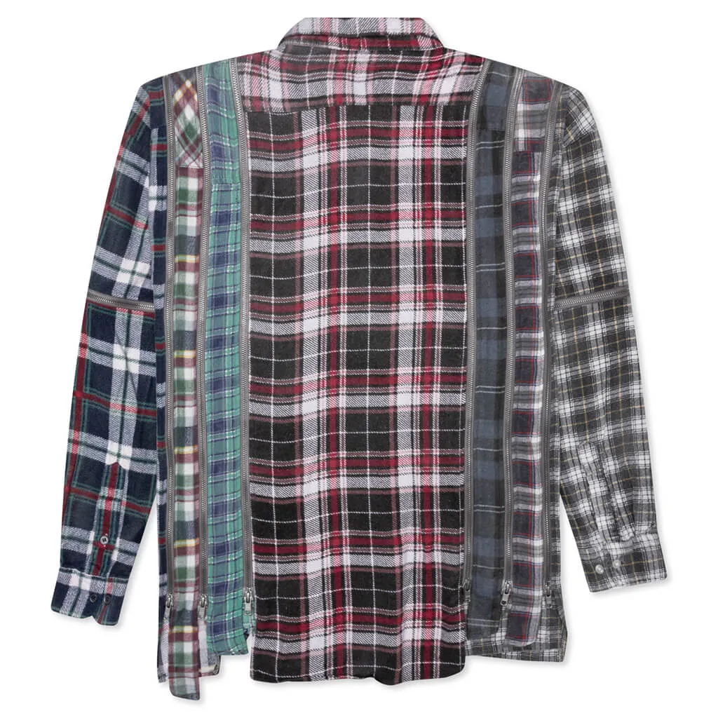 Flannel Shirt 7 Cuts Zipped Wide Reflection Shirt - Assorted