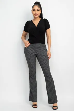 Flare Leg Plaid Pants - Black