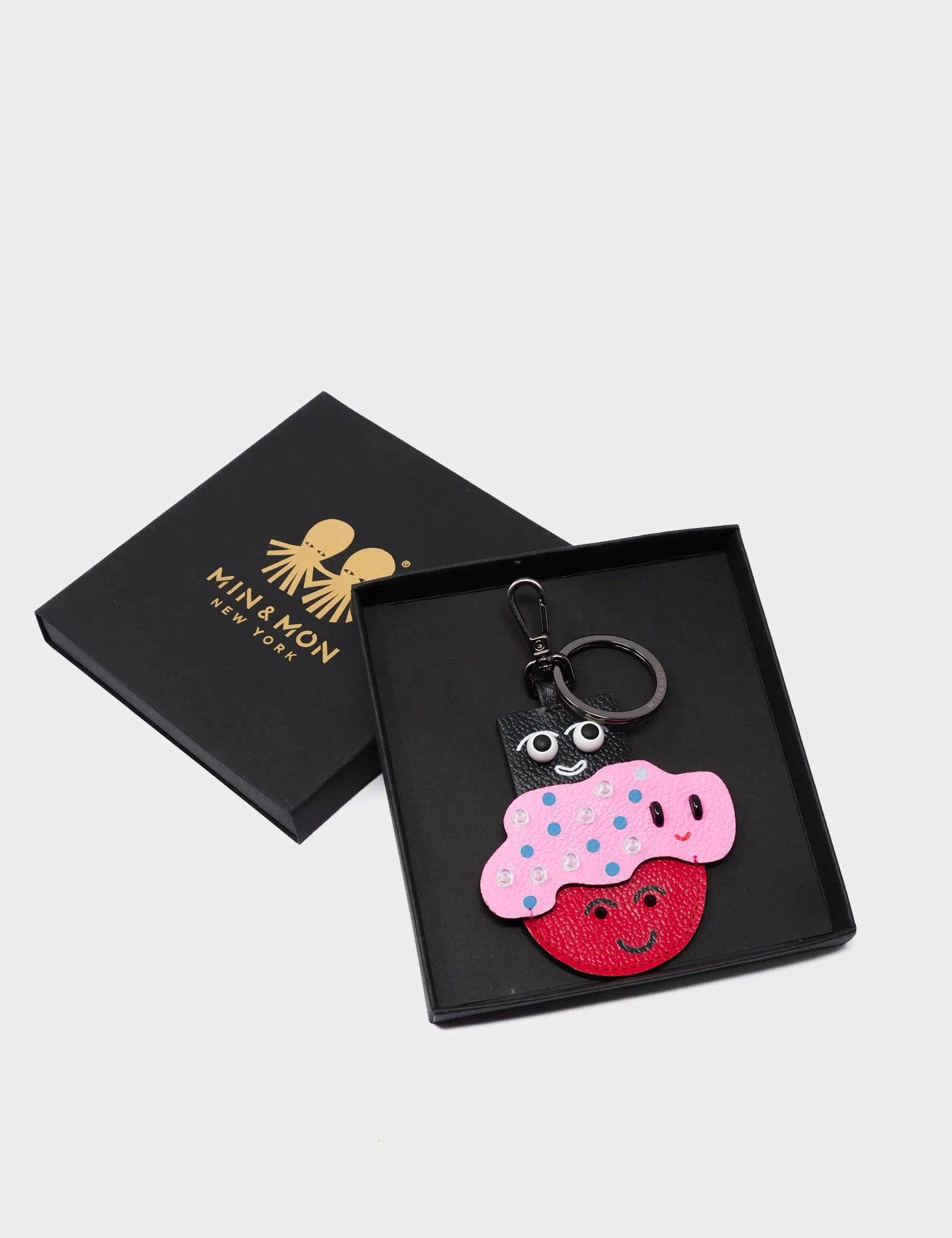 Friends Charm - Red and Taffy Pink Leather Keychain