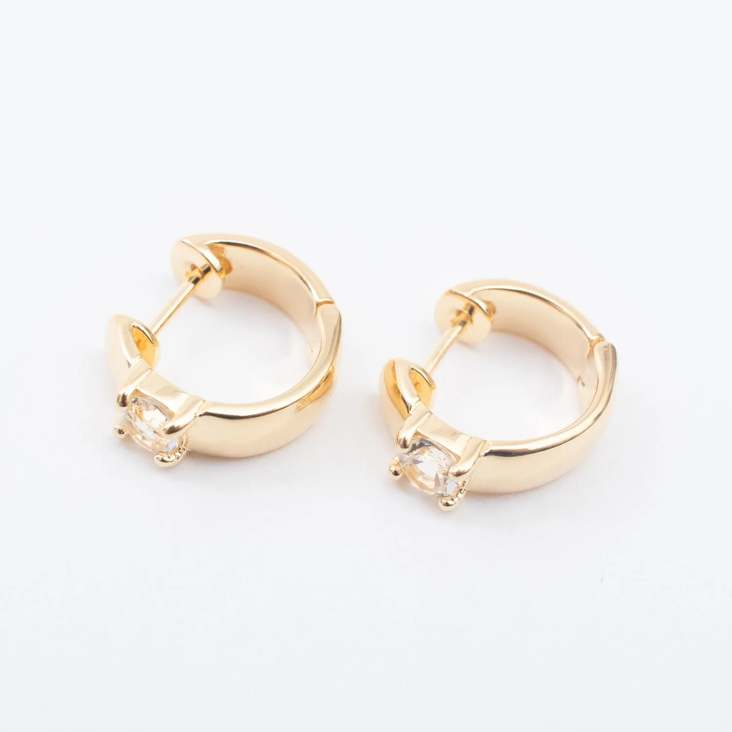 Gold Vermeil Claw Set White Topaz Hoops