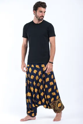 Golden Elephant Drop Crotch Men's Elephant Pants in Navy