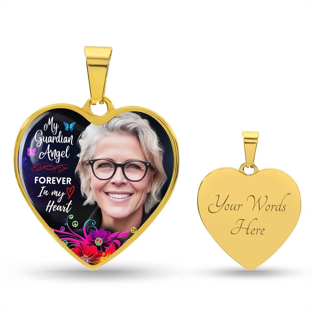 Guardian Angel Heart Photo Memorial Necklace