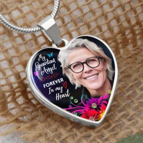 Guardian Angel Heart Photo Memorial Necklace