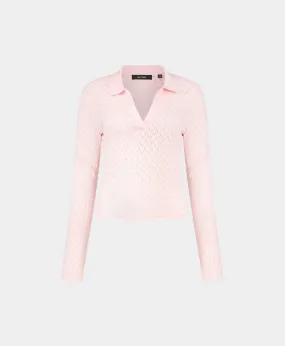 Ice Pink Ada Knit Longsleeve Polo