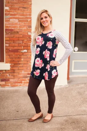 Kaely Navy Floral Top