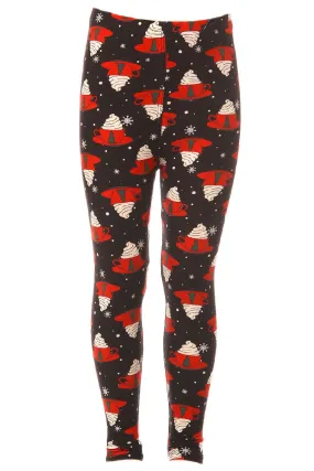 Kid's Christmas Coffee Mug Pattern Printed Leggings