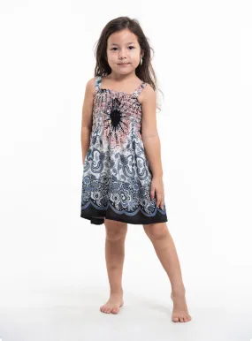 Kids Paisley Mandalas Smock Dress in Silver Gray