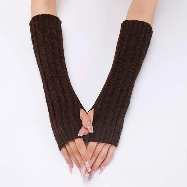 Knitted Warm Fingerless Sweater Arm Sleeves 75966435C