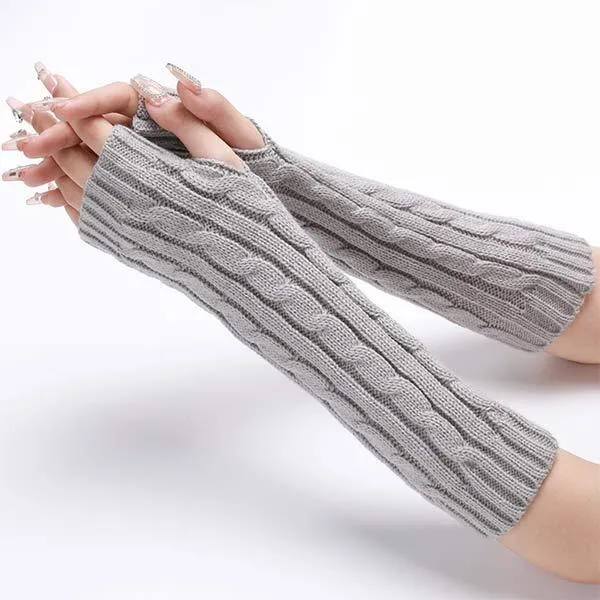 Knitted Warm Fingerless Sweater Arm Sleeves 75966435C