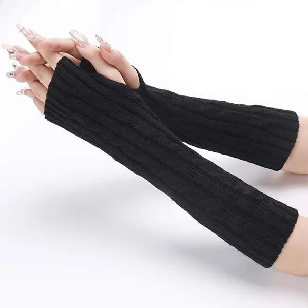 Knitted Warm Fingerless Sweater Arm Sleeves 75966435C