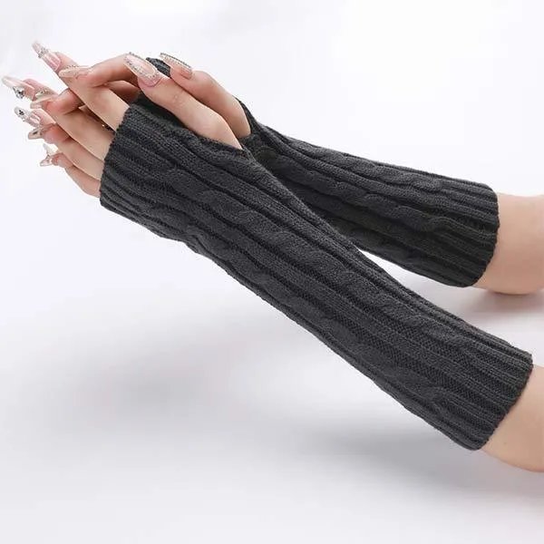 Knitted Warm Fingerless Sweater Arm Sleeves 75966435C