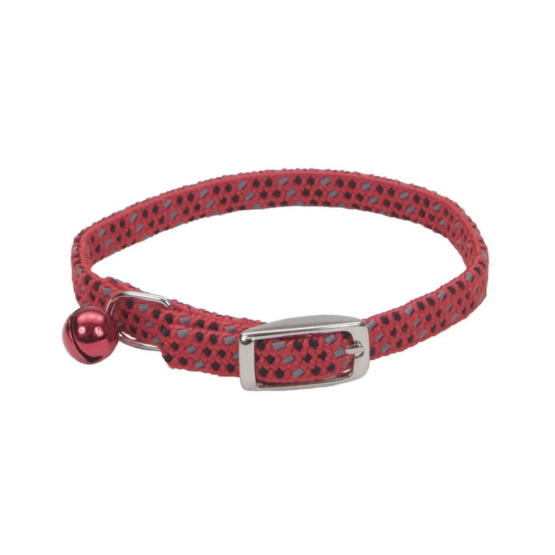 Li'l Pals Elasticized Safety Kitten Collar with Reflective Threads, Red Multi