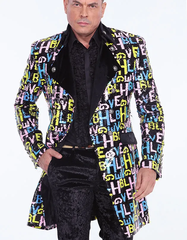 long sequin coat men, Alphabet