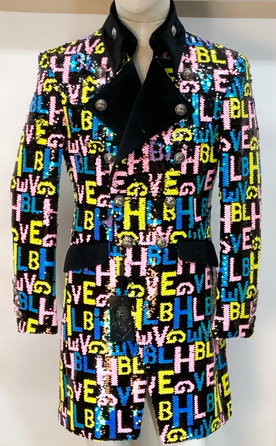 long sequin coat men, Alphabet