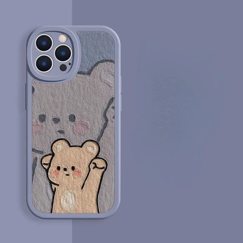 Lovely Cute Yawn Cat Gemstone Phone Case