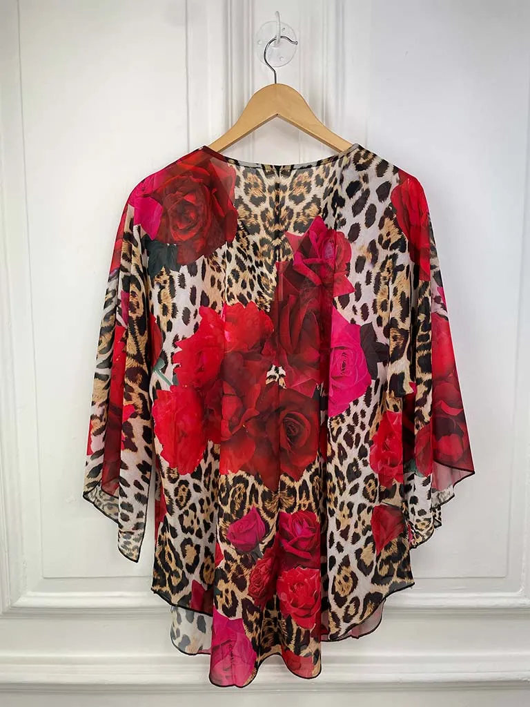 Malissa J Studded Kaftan Top - Rose & Leopard