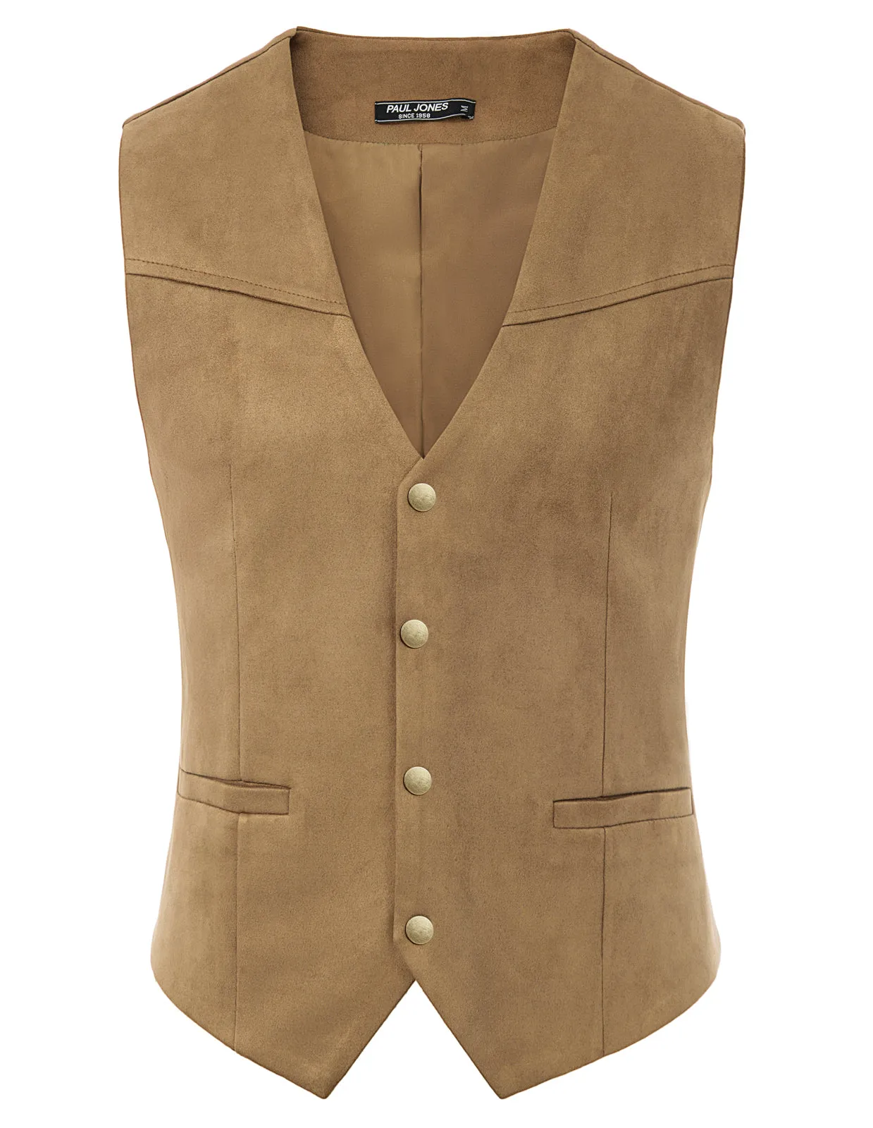 Men's Suede Leather Suit Vest Casual Western Cowboy Waistcoat Vests