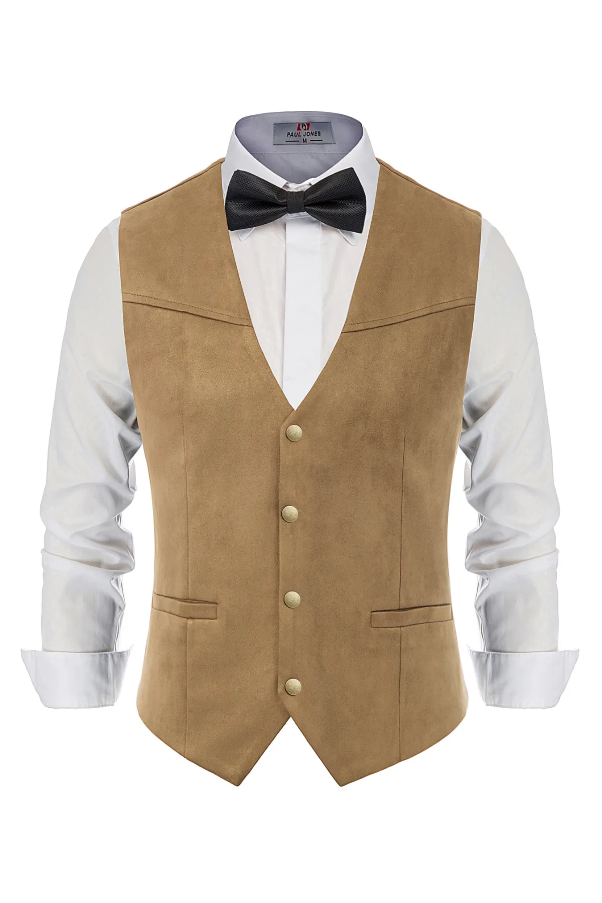 Men's Suede Leather Suit Vest Casual Western Cowboy Waistcoat Vests