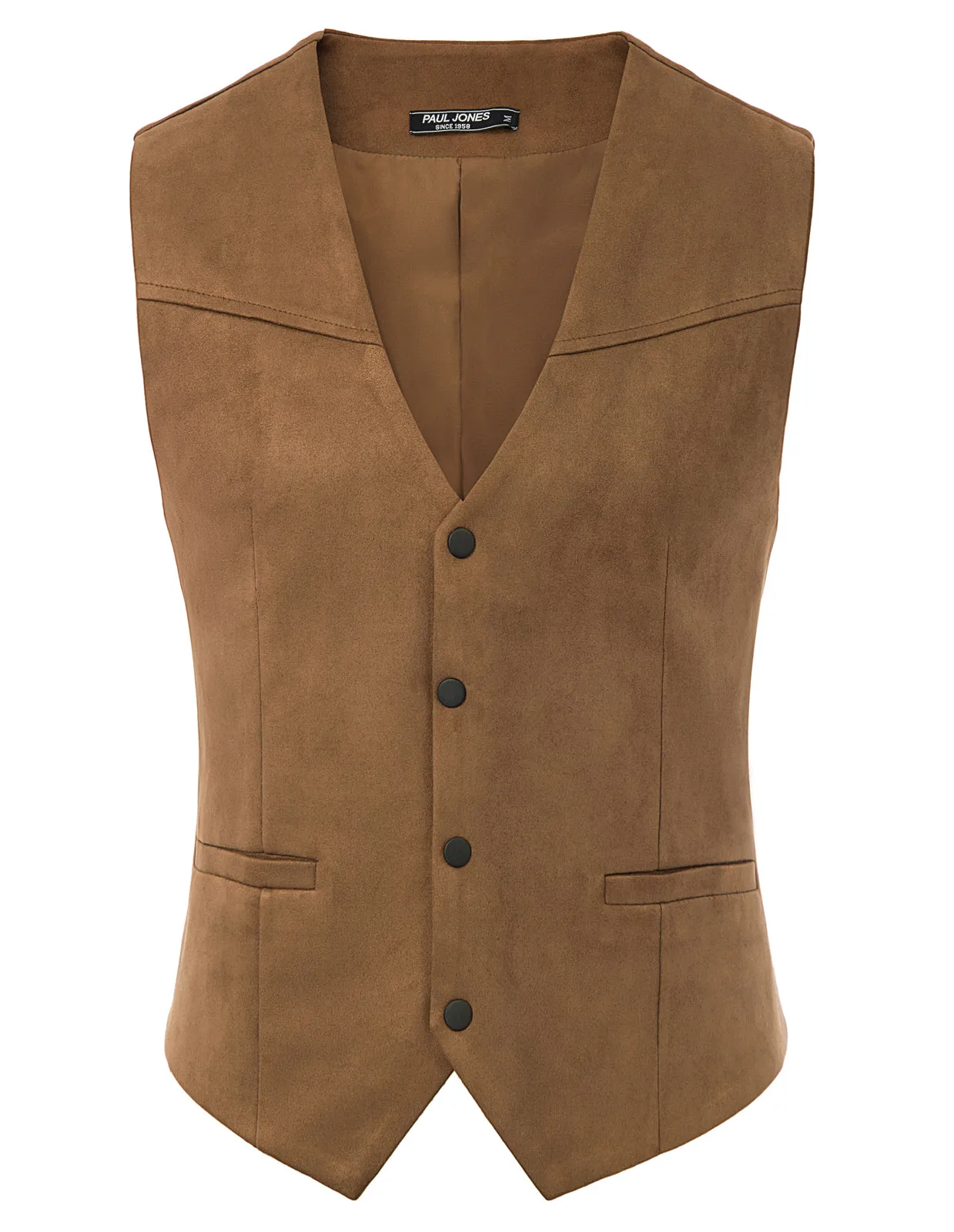 Men's Suede Leather Suit Vest Casual Western Cowboy Waistcoat Vests