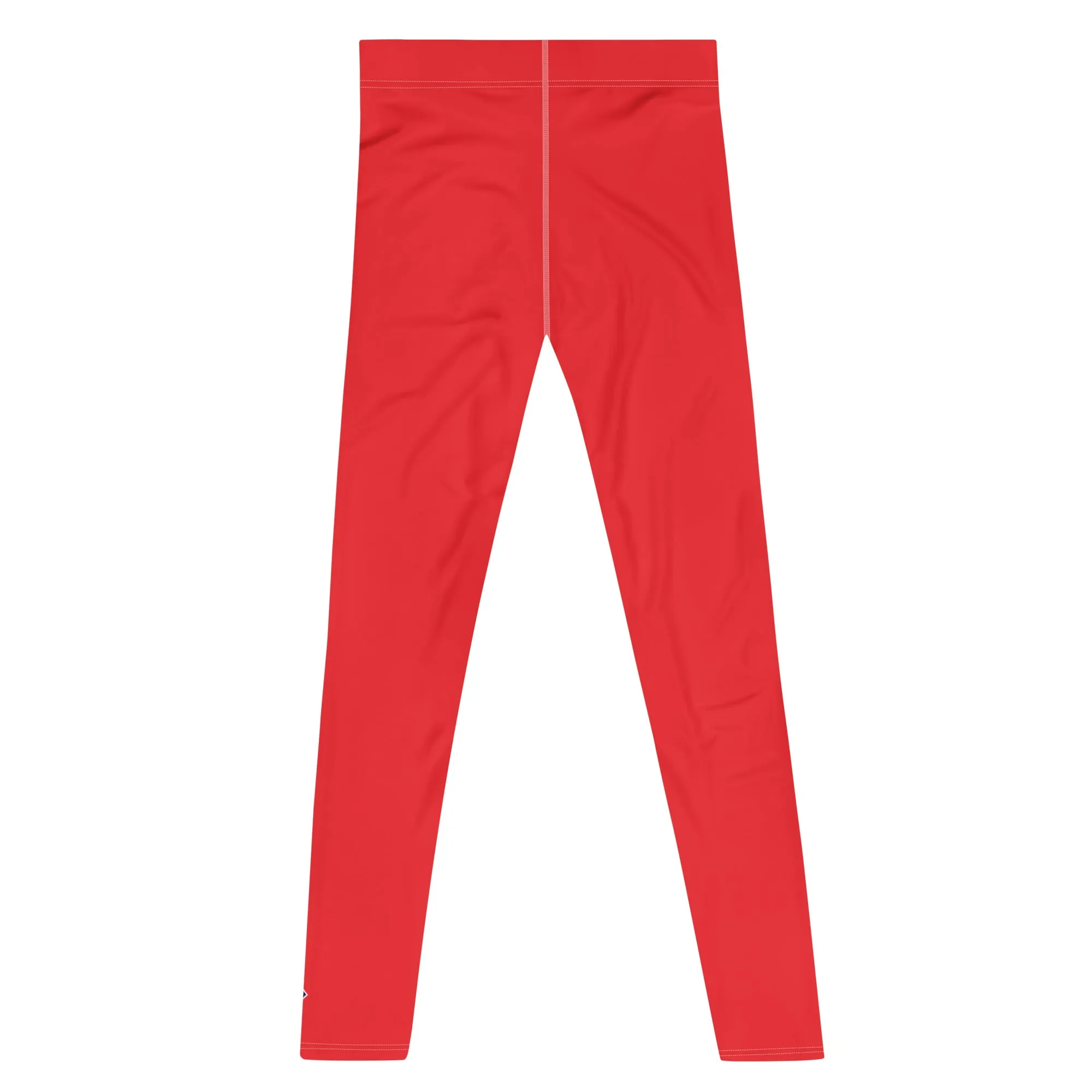 Men's Urban Fitness: Solid Color Athletic Leggings - Scarlet