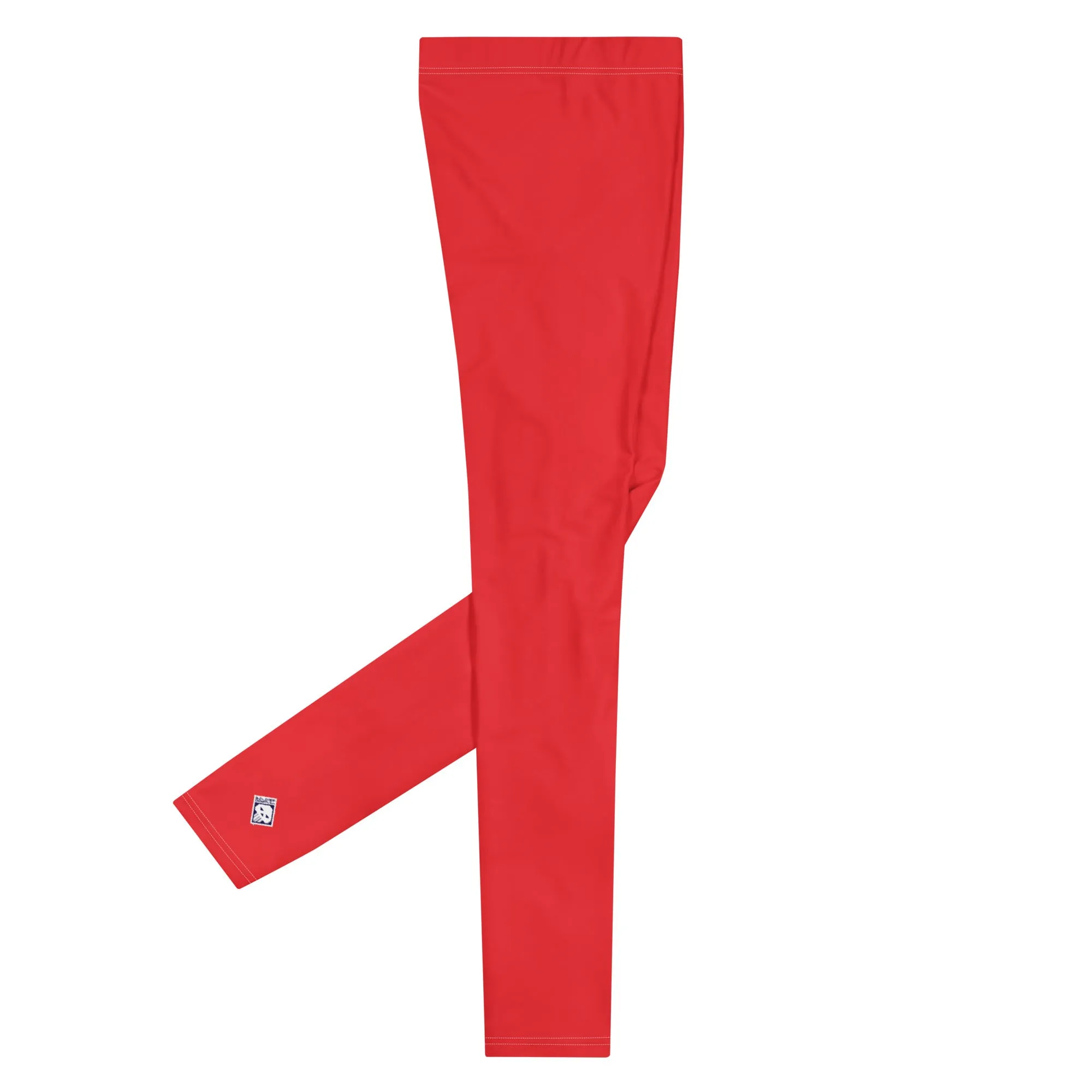 Men's Urban Fitness: Solid Color Athletic Leggings - Scarlet