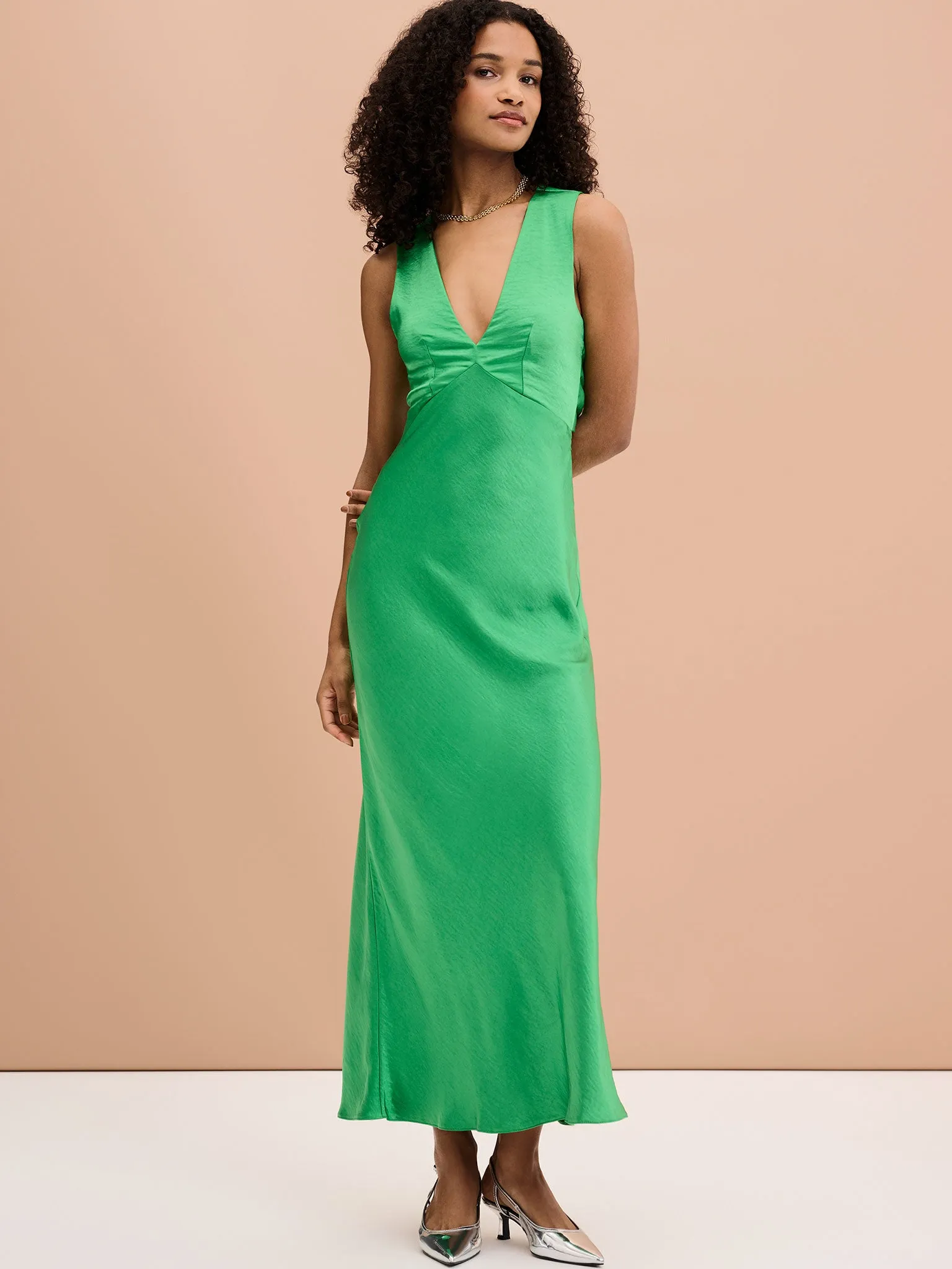 Nova Tie Back Dress in Fern Green