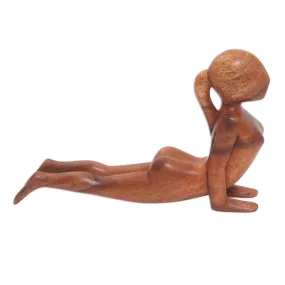 Novica Cobra Yoga Pose Wood Statuette