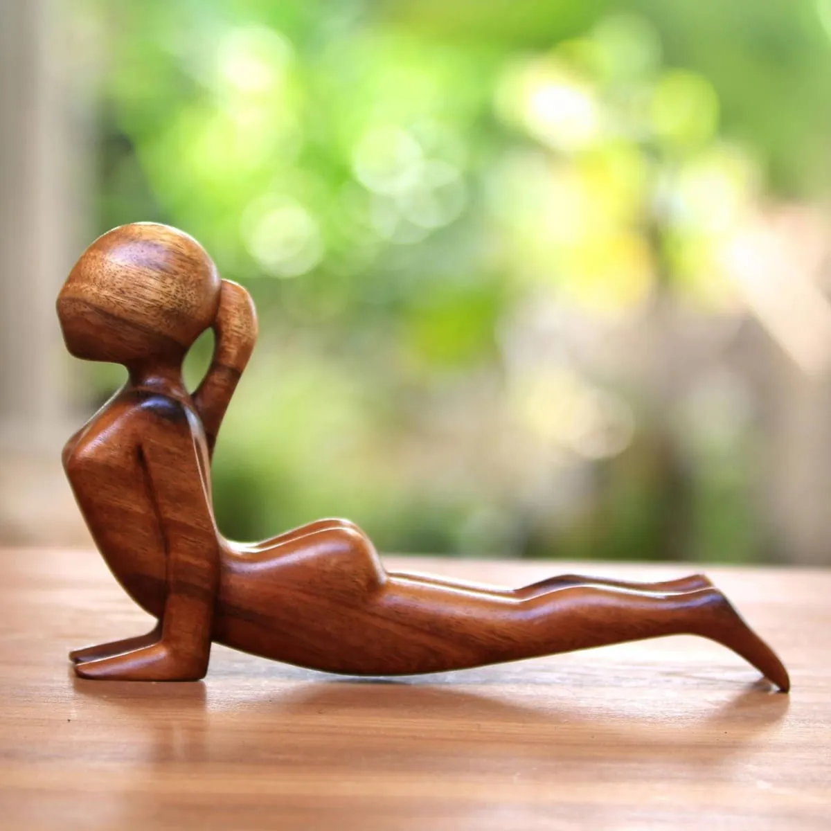 Novica Cobra Yoga Pose Wood Statuette