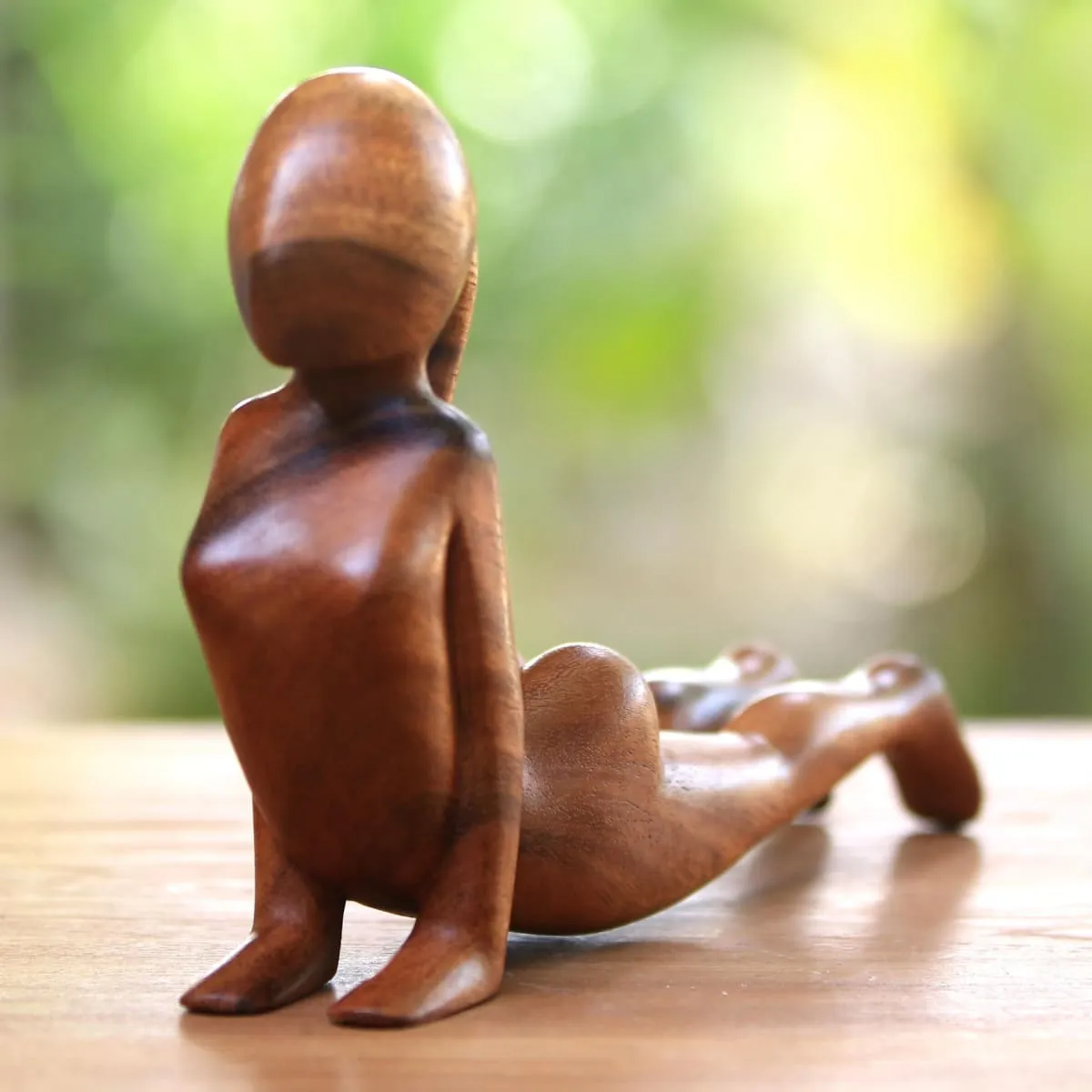 Novica Cobra Yoga Pose Wood Statuette