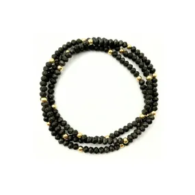 OG Classic Bracelet Stack in Matte Charcoal Brown   Gold Filled