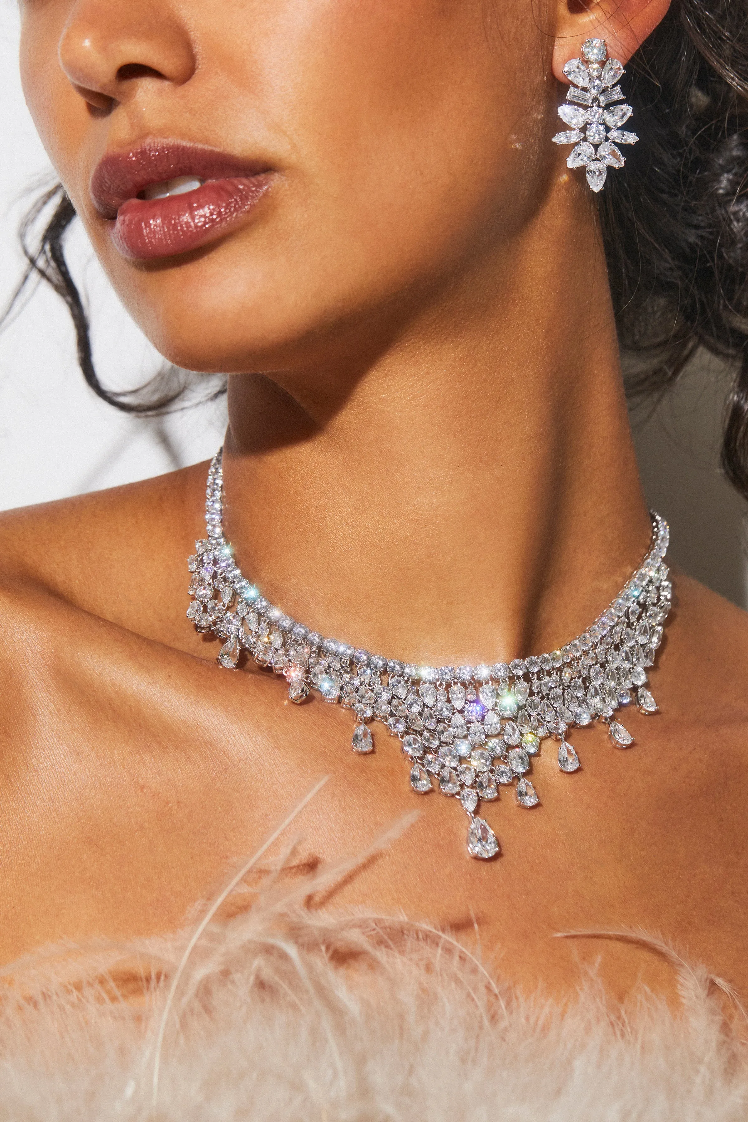 OVER THE TOP GLAM CZ COLLAR NECKLACE