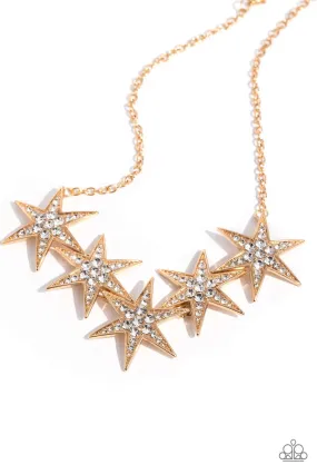 Paparazzi Rockstar Ready Gold Necklace & Earring Set