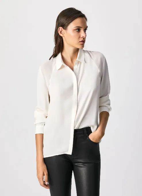 PepeJeans Lulu Satin Shirt PL304050 OFF WHITE