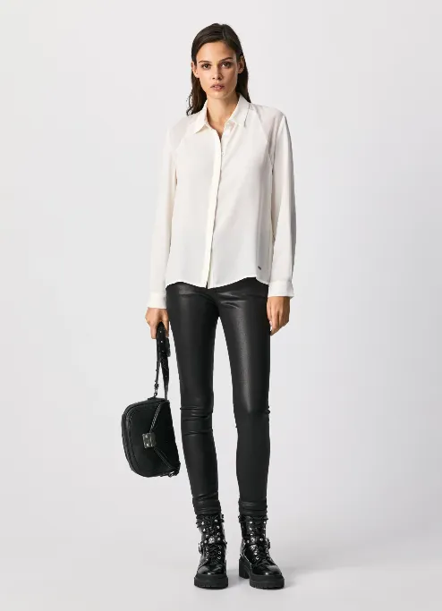 PepeJeans Lulu Satin Shirt PL304050 OFF WHITE