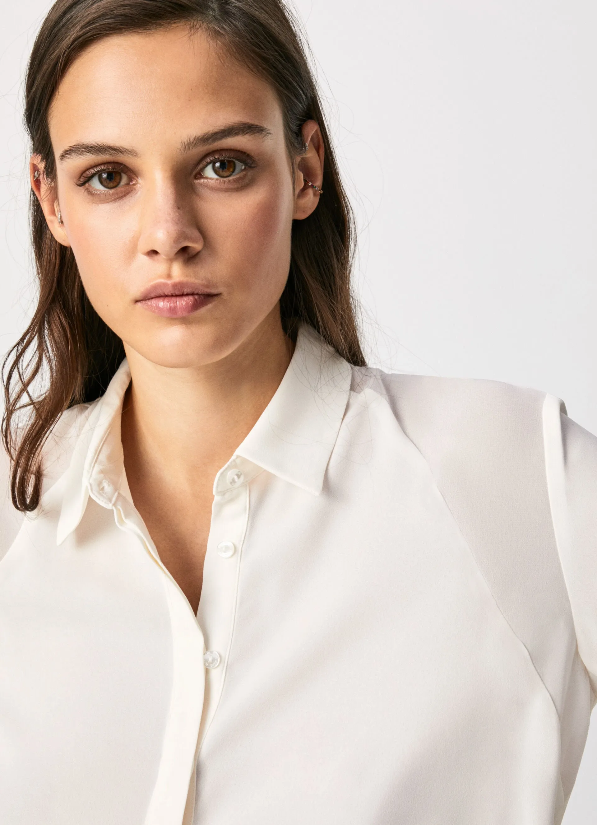 PepeJeans Lulu Satin Shirt PL304050 OFF WHITE