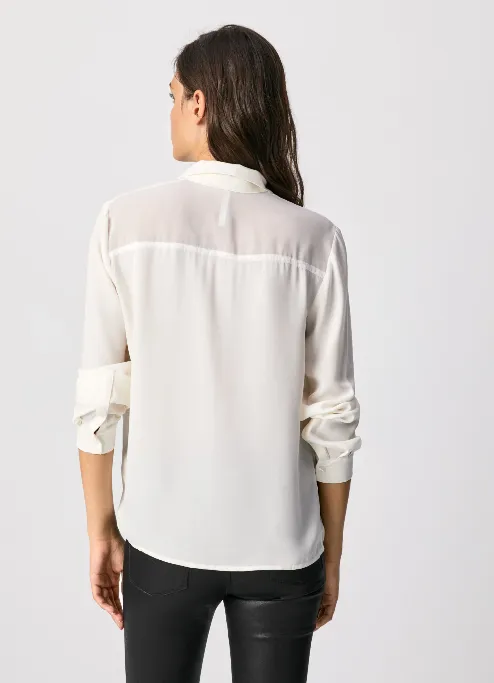 PepeJeans Lulu Satin Shirt PL304050 OFF WHITE