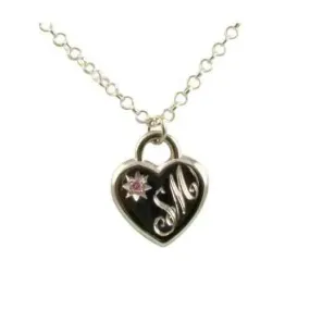 Personalised Sterling Silver Childs CZ Heart Necklace Hand Engraved