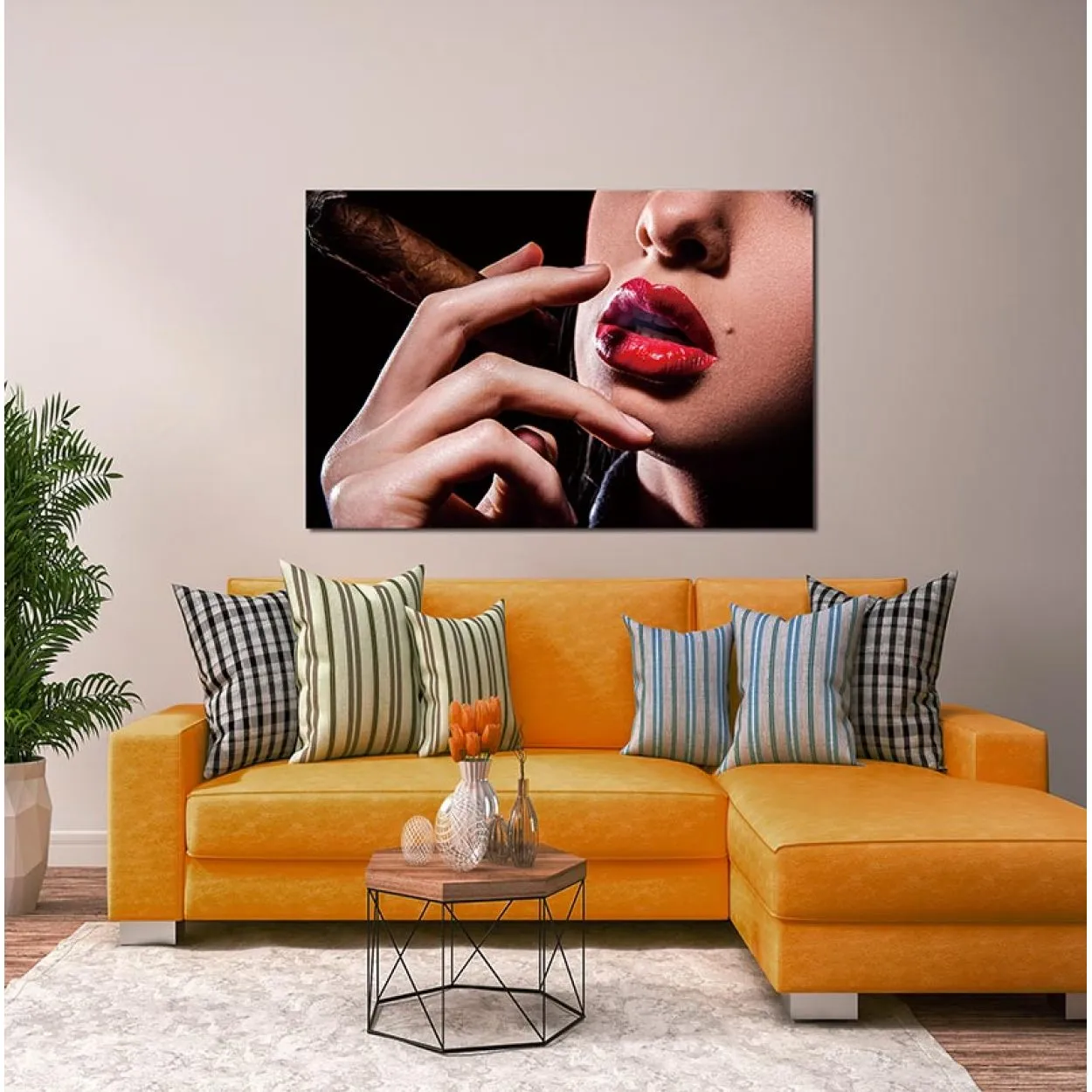 "Red Lip Cigar" Acrylic Wall Art (32"H x 48"W)