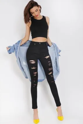 Refuge Denim Jean (Skinny Legs) Ripped - BLACK