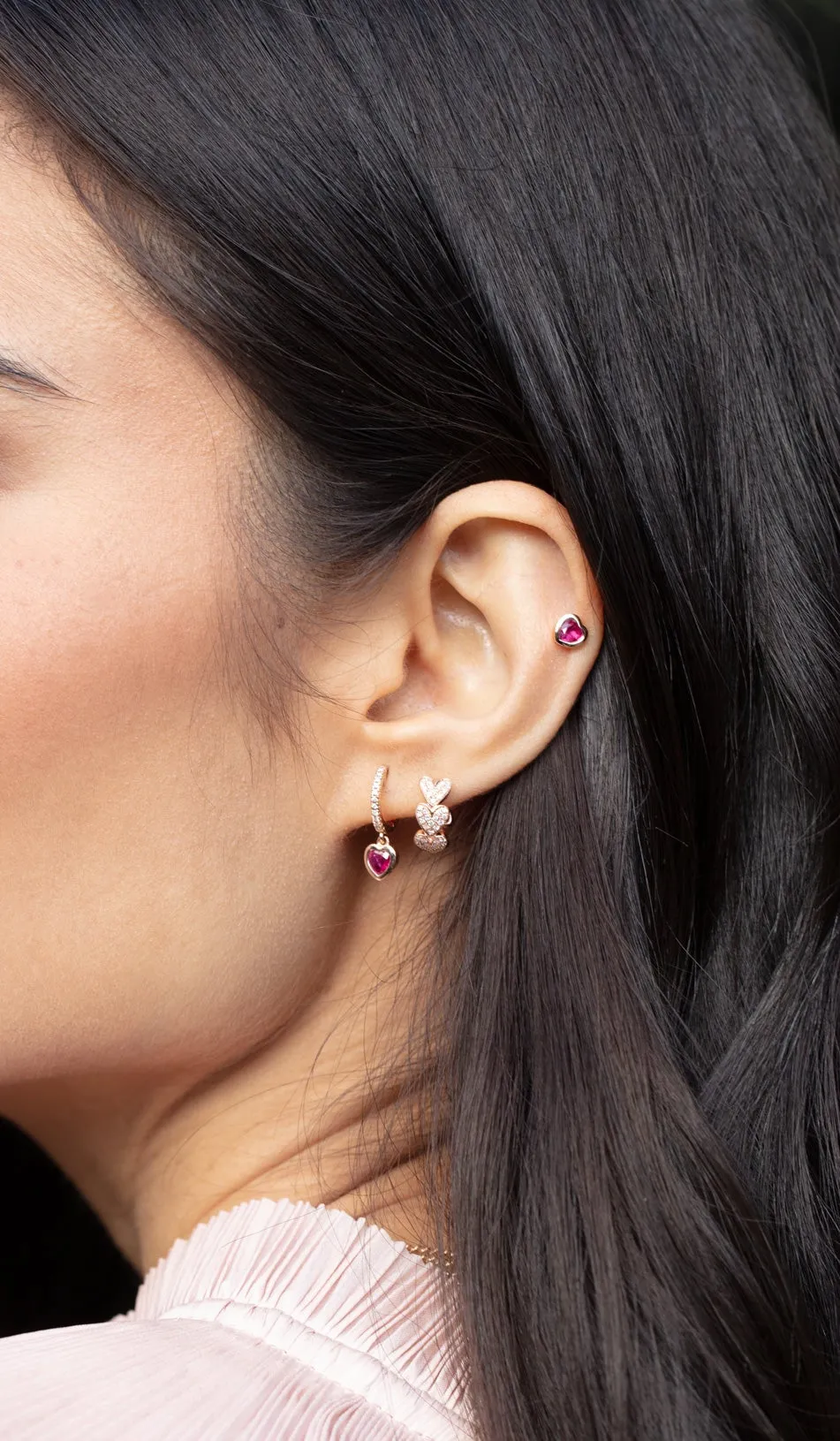 Ruby Heart Stud Earring